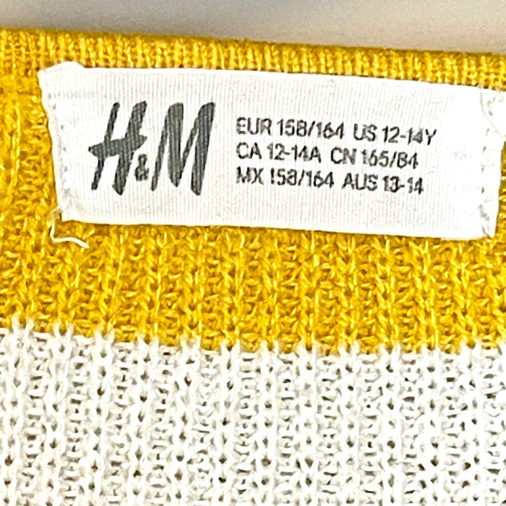 Girls 12/14 H&M yellow and white stripe knit sweater - Picture 3 of 3
